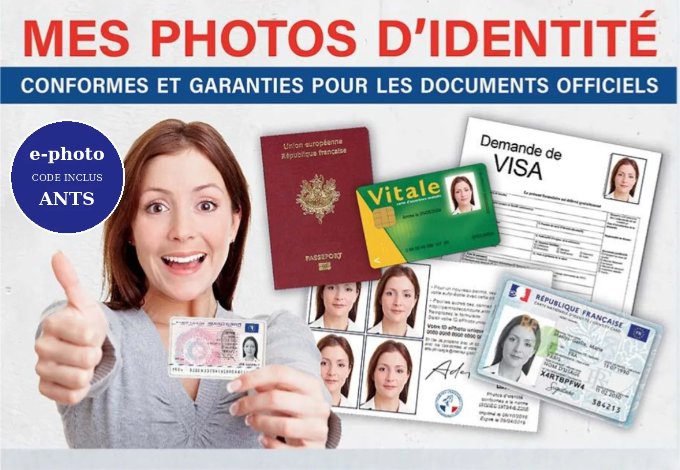 Mes photos d’identité : conformes et garanties pour les documents officiels — passeport, carte Vitale, visa, carte d’identité, code e-photo ANTS inclus
